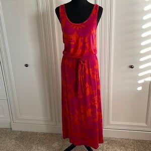 Michael Kors orange and fuchsia print Jersey knit maxi dress